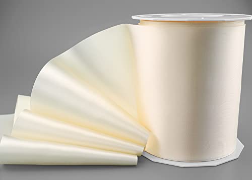 finemark 25 m x 112 mm Satinband Sophie Creme Ivory (004) Satin Tischband Tischläufer Schleifenband ohne Draht breites weiches Band Tischdekoration Tisch Deko Geschenkband mit einseitigem Glanz von finemark