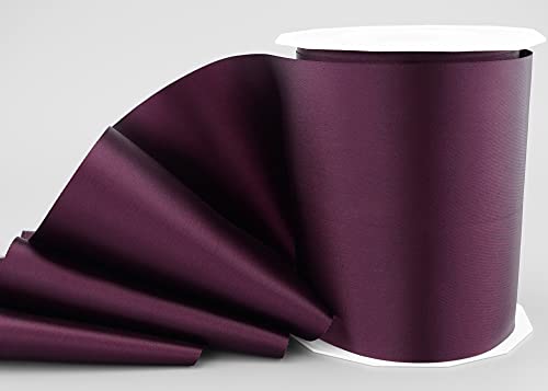 finemark 25 m x 112 mm Satinband Sophie Pflaume (610) Satin Tischband Tischläufer Schleifenband ohne Draht breites weiches Band Tischdekoration Tisch Deko Geschenkband mit einseitigem Glanz von finemark