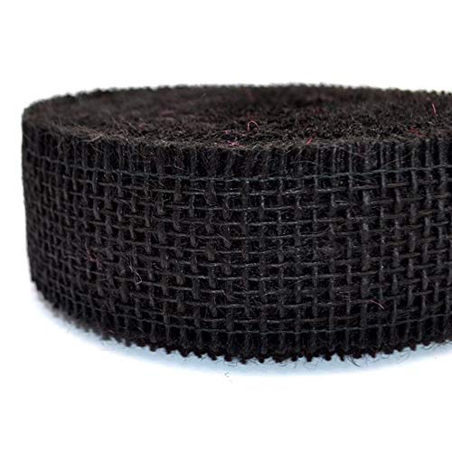 finemark 25 m x 40 mm Dekoband Jute SCHWARZ Juteband Geschenkband 4 cm Gitterband Schleifenband aus Naturjute nachhaltig Trauer Halloween Gothic Deko Geschenkverpackung von finemark