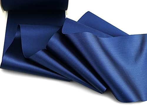 finemark 3 m x 112 mm Satinband Sophie DUNKELBLAU (624) Satin Tischband Tischläufer Schleifenband ohne Draht breites weiches Band Tischdekoration Tisch Deko Geschenkband mit einseitigem Glanz von finemark