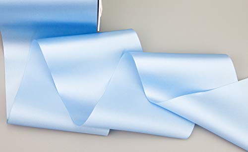 finemark 3 m x 112 mm Satinband Sophie HELLBLAU (612) Satin Tischband Tischläufer Schleifenband ohne Draht breites weiches Band Tischdekoration Tisch Deko Geschenkband mit einseitigem Glanz von finemark
