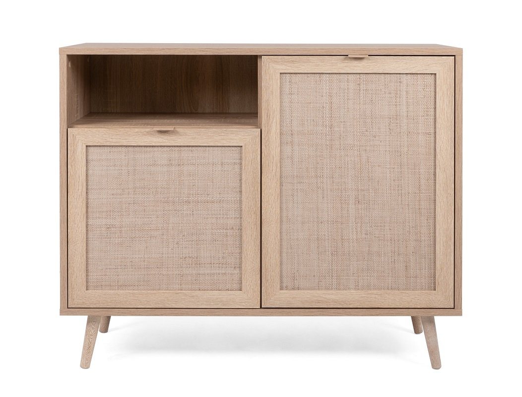 Finori Sideboard Kommode Bali, Sonoma Eiche / Rafia Geflecht, Mediterran von Finori