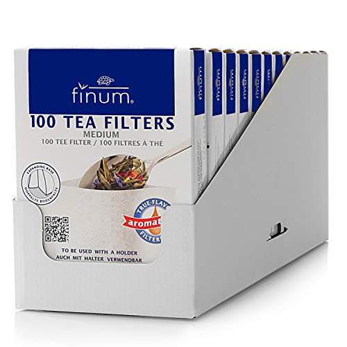 finum® 100 TEEFILTER (M) (12 Schachteln) - Papierteefilter, Große Teefilter für losen Tee, Papier-Filter, Einweg Teekannenfilter mit Einfülllasche, Biologisch abbaubar, FSC-zertifiziert (130x100mm) von finum