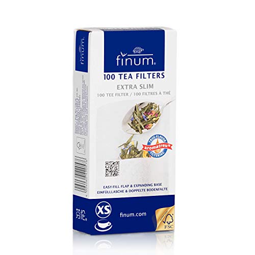 finum® 100 TEEFILTER (XS) - Papierteefilter, Große Teefilter für losen Tee, Papier-Filter, Einweg Teekannenfilter mit Einfülllasche, Biologisch abbaubar, FSC-zertifiziert, Kannen Tee-Filter (130x62mm) von finum