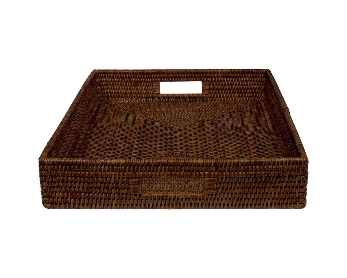 fiolini Tablett / Serviertablett Rattan Rechteckig 50x40x8cm mit Griffen & hohem Rand, Rattan fiolini Tablett / Serviertablett Rattan Rechteckig 50x40x8cm mit Griffen & hohem Rand, Rattan von fiolini
