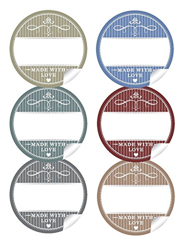 2er Set 2 Bögen a 24 STICKER: 48 STICKER UNIVERSAL GEMISCHT No1: Edle Aufkleber in 6 Farben mit Herz und Ornamente"MADE WITH LOVE" mit größerem Freitextfeld 2er Set 2 Bögen a 24 STICKER: 48 STICKER UNIVERSAL GEMISCHT No1: Edle Aufkleber in 6 Farben mit Herz und Ornamente"MADE WITH LOVE" mit größerem Freitextfeld von fioniony