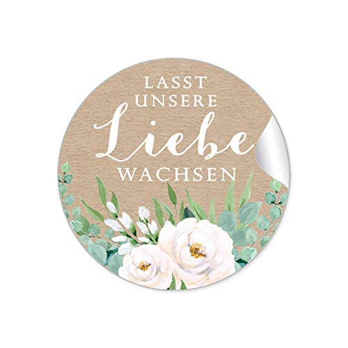 72 STICKER Hochzeit LASST UNSERE LIEBE WACHSEN • BOHO KRAFTPAPIER OPTIK BLÜTEN ROSEN GRÜN ZWEIGE WEIß BRAUN NATUR • Samentüten Blumentöpfe Reagenzglas Gastgeschenk Deko Selbstgemachtes • 4cm rund matt 72 STICKER Hochzeit LASST UNSERE LIEBE WACHSEN • BOHO KRAFTPAPIER OPTIK BLÜTEN ROSEN GRÜN ZWEIGE WEIß BRAUN NATUR • Samentüten Blumentöpfe Reagenzglas Gastgeschenk Deko Selbstgemachtes • 4cm rund matt von fioniony