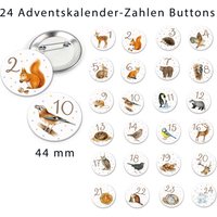 Adventskalender Zahlen Nadel Buttons Wintertiere Anstecker Pin Matt Ø 44 Mm Adventskalender Zahlen Nadel Buttons Wintertiere Anstecker Pin Matt Ø 44 Mm von fioniony