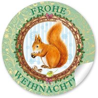 Weihnachtsaufkleber Zur Weihnachtsdekoration Von Geschenken, 24 Sticker "Frohe Weihnachten" Grün Zu Weihnachten von fioniony
