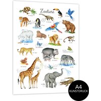 Zootiere Poster Dina4 Ungerahmt/Gerahmtlernposter Insekten Kinderzimmer Tierposter Wilde Tiere Kindergarten Waldtiere Schulanfang von fioniony