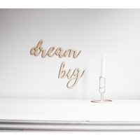 "Dream Big Schild "Dream Big" - Türschild Aus Holz, Geschenk Zur Geburt, Babyparty Geschenk, Wanddeko Geburt" von firastudio