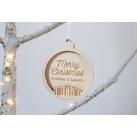 Frohe Weihnachten Kugel, Benutzerdefinierte Ornament, Weihnachtsverzierung, Erstes Weihnachten, Brautpaar Paar Ornamente, Geschenk Für von firastudio