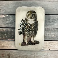 Vintage Eulen Illustration Aus Blechdose Kleine Schatzdose Mit Harzbeschichtung von fireflynotes