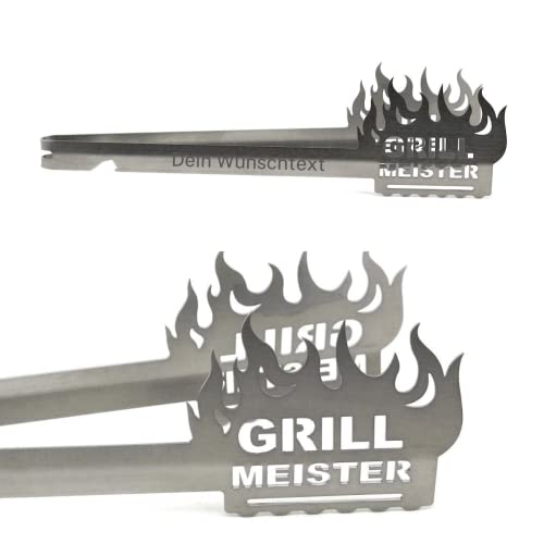 firemeister Grillzange Edelstahl, verschiedene Motive, mit Lasergravur personalisierbar, Geschenkidee (Grill Meister) von firemeister