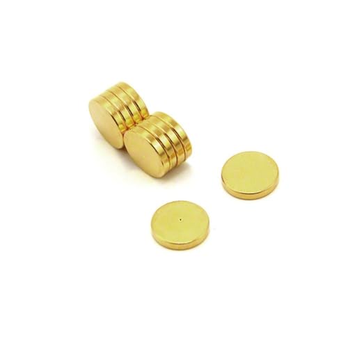 Gold Plattierter Therapie - Magnet Mit Grübchen Auf Nordwand Für Magnettherapie und Schmerzlinderung - 12mm Durchmesser x 2mm Dick - Packung von 10 von first4magnets