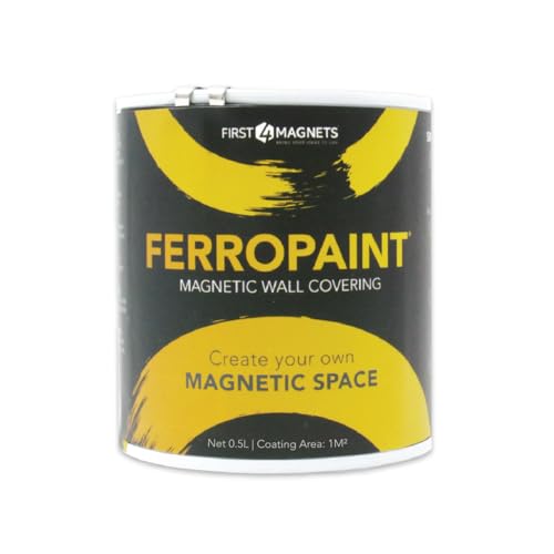 Ferropaint® Charcoal Magnetic Lack Für Wände, Schlafzimmer, Büro, Küche, Spielzimmer, Klassenzimmer, Diy und Renovierung - 0,5 Liter - 5 Dosen von first4magnets