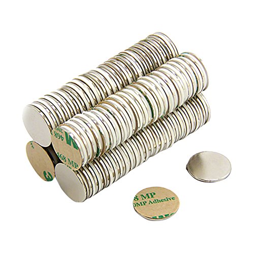First4magnets F2015NA-100 Selbstklebende 20mm Durchmesser x 1,5 mm N42 Neodym-Magneten-2kg ziehen (Norden) (Packung mit 100), Silver, 25 x 10 x 3 cm von first4magnets