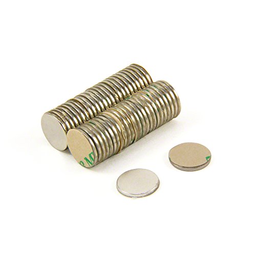 First4magnets F307SA-50 Selbstklebende 10mm Durchmesser X 1 mm N42 Neodym-Magneten - 0,58 kg ziehen (Süd) (Packung mit 50), Silver, 25 x 10 x 3 cm von first4magnets