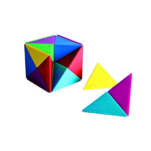 First4magnets Gemischte Farbe magnetische Pyramiden Tangram Cube (1 Satz von 24), Metall, Silver, 40 x 20 x 5 cm von first4magnets