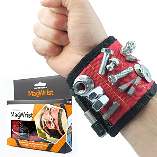 MagWrist Rotes Magnetarmband für Schrauben, Nägel, Bohrer, ideal für Tischlerei, Heimwerker, Elektriker, Mechaniker, Arbeitsgerät von first4magnets