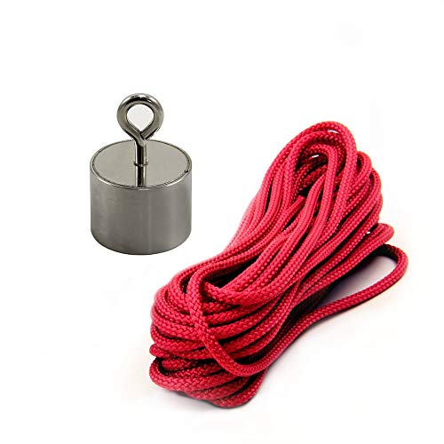 Magnet Expert Neodym-Magnet aus Edelstahl, mit M5-Ösenschraube und 10 m langem Seil, 24 kg Zugkraft von first4magnets