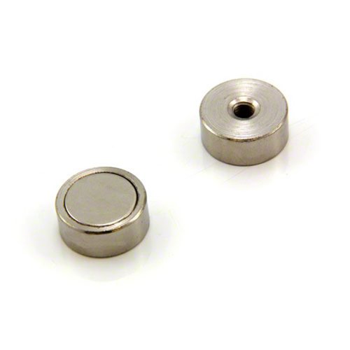 N42 Neodym Pot Magnet - 19mm Durchmesser x 8mm Dicker x M5 Gewinde - Loch - Pack von 40 von first4magnets