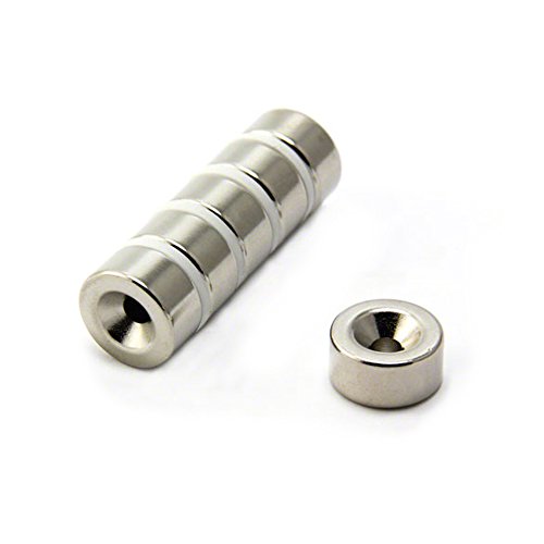 Neodym - Magnet Für Kunst, Kunsthandwerk, Modellherstellung, Diy, Hobbys - 20mm Durchmesser x 10mm Dicke x 5,2mm C/Waschbecken - 11kg Pull - South - Pack von 6 von first4magnets