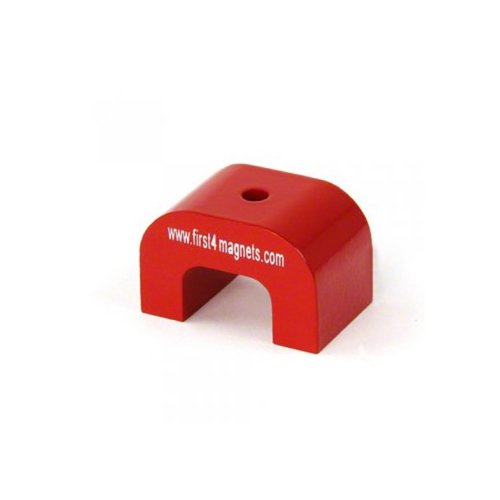 Großer Roter Alnico Hufeisenmagnet Für Hochtemperatur -, Technik - und Fertigungsanwendungen - 30mm x 45mm x 30mm 4,5mm Loch - 11kg Zug von first4magnets