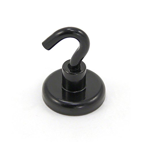 Schwarz Gestrichene Neodym - Hakenmagnet Mit M6 - Haken Für Kühlschrank, Whiteboard, Hinweis, Aktenschrank Oder Büro - 32mm Durchmesser x 42mm Hoch - 36,4kg Zug von first4magnets