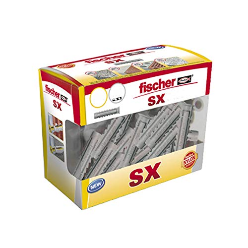 fischer 553437 Tacos 12x60, bricolaje unidades Dübel SX 12 x 60 Wanddübel, zum Aufhängen von Bildern, Befestigung von Lampen, Box Stück, grau, Caja de 15 uds von fischer