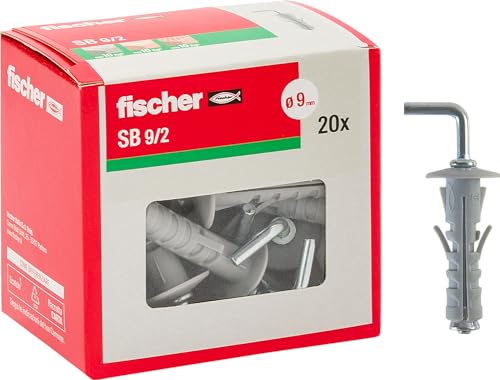 Fischer 508232 SB 9 Dübel mit langem Haken, grau, 9 mm von fischer