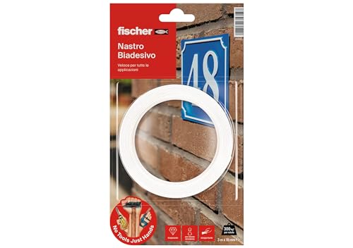 Fischer Doppelseitiges Klebeband NTJH, transparent, bis zu 300 kg pro Rolle, wasserfest, für Innen- und Außenanwendung, ideal für die Befestigung von Spiegeln, Rahmen, Planen etc. 552162 von fischer