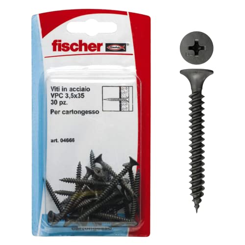 Fischer Schrauben für Gipskarton, Stahl, 50 Stück VPC 3,5 x 35 von fischer