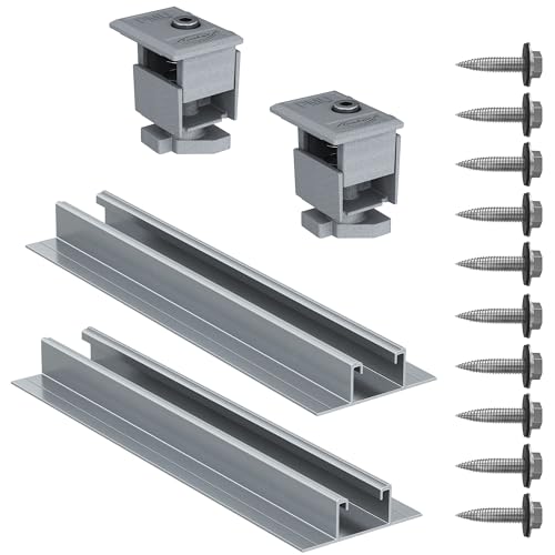 Fischer Set mit 2 x Solar-Flachprofil + 10 x Schrauben + 2 x PMU-Klemmen, zur Befestigung von Photovoltaik-Solarmodulen mit vertikaler Ausrichtung, 571964 von fischer