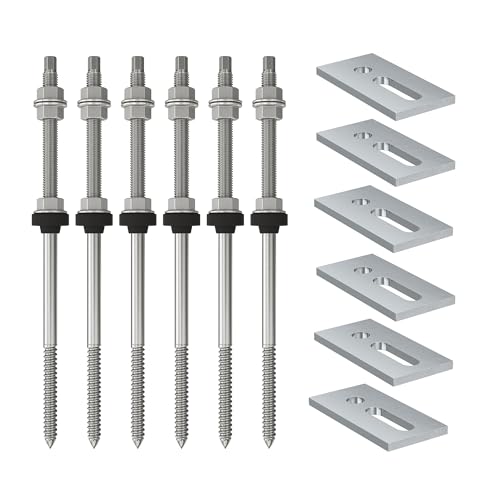 Fischer Set mit 6 Schrauben Doppelgewinde STSR M10 x 250 mm + Befestigungsplatten SSP10, zur Befestigung von Photovoltaik-Solarmodulen auf gewellten oder gefälschten Dächern, Edelstahl A2, EPDM, Fischer Set mit 6 Schrauben Doppelgewinde STSR M10 x 250 mm + Befestigungsplatten SSP10, zur Befestigung von Photovoltaik-Solarmodulen auf gewellten oder gefälschten Dächern, Edelstahl A2, EPDM, von fischer