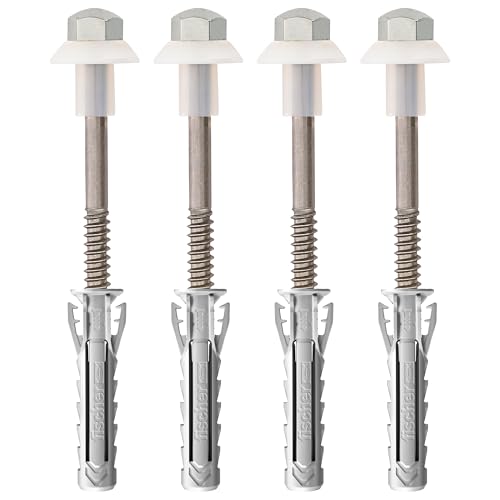 Fischer WB 2 Edelstahl-Dübel für WC und Bidet, senkrechtes Loch, 4 Stück, Schraube aus Edelstahl AISI 430 und vernickelte Mutter von fischer