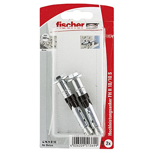 fischer 051369 SB-K, Inhalt: 2 x Hochleistungsanker FH II 10/10 S (6kt-Schraube) von fischer
