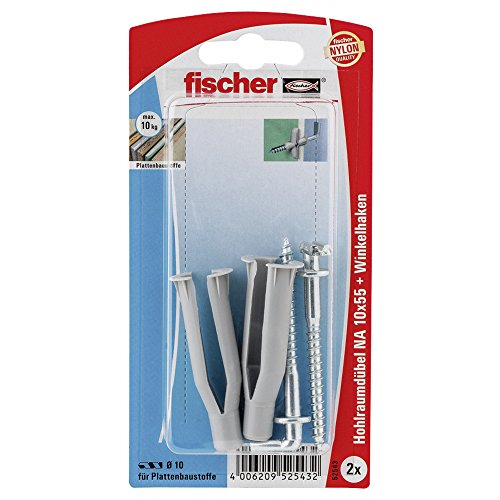 fischer 052543 HK SB-Karte, Inhalt Hohlraumdübel NA 10 x 55, 2 x Winkelhaken 5 x 70 von fischer