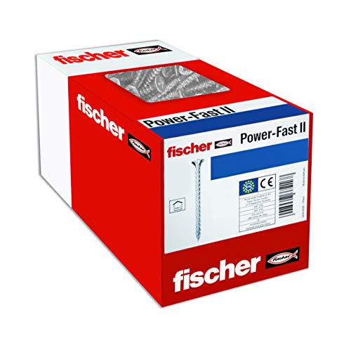 fischer PowerFast II CZF 3,0 x 35, Spanplattenschraube (1000 Stk.) mit Vollgewinde, Senkkopfschraube mit Kreuzschlitz, Schraube für Holzverarbeitung, reduziert Einschraubwiderstand & Einschraubzeit von fischer