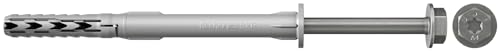 fischer Langschaftdübel SXR 10 x 100 FUS R, Dübel mit Sechskantschraube & angeformter Unterlegscheibe aus nicht rostendem Stahl, optimaler Halt bei Befestigungen von Metallkonstruktionen, 50 Stück von fischer