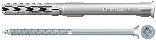 fischer Langschaftdübel SXR 6 x 60 Z, hochwertiger Spreizdübel mit passender Senkkopfschraube mit Pozi-Antrieb, Nylondübel für optimalen Halt bei Befestigungen in Beton, Ziegel und Mauerwerk, 50 Stück von fischer