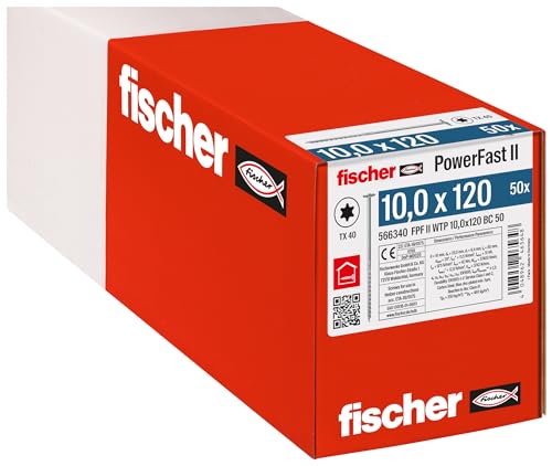 fischer PowerFast II WTP 10,0 x 120, kraftvolle Holzbauschraube mit Tellerkopf, Innenstern-Aufnahme und Teilgewinde, für den konstruktiven Holzbau, 50 Stk. fischer PowerFast II WTP 10,0 x 120, kraftvolle Holzbauschraube mit Tellerkopf, Innenstern-Aufnahme und Teilgewinde, für den konstruktiven Holzbau, 50 Stk. von fischer
