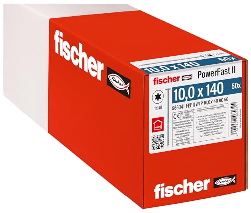 fischer PowerFast II WTP 10,0 x 140, kraftvolle Holzbauschraube mit Tellerkopf, Innenstern-Aufnahme und Teilgewinde, für den konstruktiven Holzbau, 50 Stk. fischer PowerFast II WTP 10,0 x 140, kraftvolle Holzbauschraube mit Tellerkopf, Innenstern-Aufnahme und Teilgewinde, für den konstruktiven Holzbau, 50 Stk. von fischer