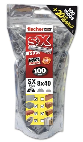 fischer 568726 Big Box SX Plus wanddübel, grau, 8x40 von fischer