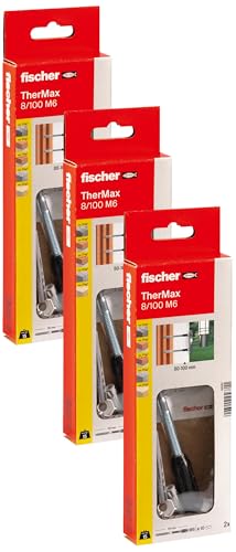 fischer Abstandsmontagesystem Thermax 8/100 M6 (2) für Dämmstoffe, Dämmstoffdübel zur Befestigung leichter Lasten in Wärmedämmverbundsystemen, mit Anti-Kälte-Konus (Packung mit 3) von fischer