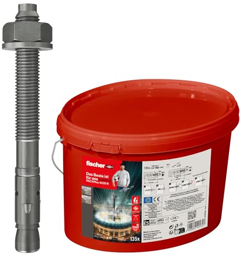 fischer Bolzenanker FAZ II Plus 10/20 R im Eimer, Schwerlastanker mit hoher Tragfähigkeit, 135 Ankerbolzen für Befestigung schwerer Lasten & Stahlkonstruktionen, Edelstahl, Seismik- & ETA-Zulassung fischer Bolzenanker FAZ II Plus 10/20 R im Eimer, Schwerlastanker mit hoher Tragfähigkeit, 135 Ankerbolzen für Befestigung schwerer Lasten & Stahlkonstruktionen, Edelstahl, Seismik- & ETA-Zulassung von fischer