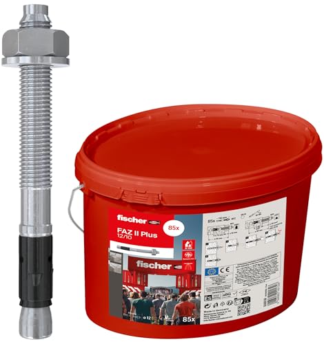 fischer Bolzenanker FAZ II Plus 12/10 gvz im Eimer, Schwerlastanker mit hoher Tragfähigkeit, 85 Ankerbolzen für Befestigungen schwerer Lasten und Stahlkonstruktionen, Seismik- & ETA-Zulassung fischer Bolzenanker FAZ II Plus 12/10 gvz im Eimer, Schwerlastanker mit hoher Tragfähigkeit, 85 Ankerbolzen für Befestigungen schwerer Lasten und Stahlkonstruktionen, Seismik- & ETA-Zulassung von fischer