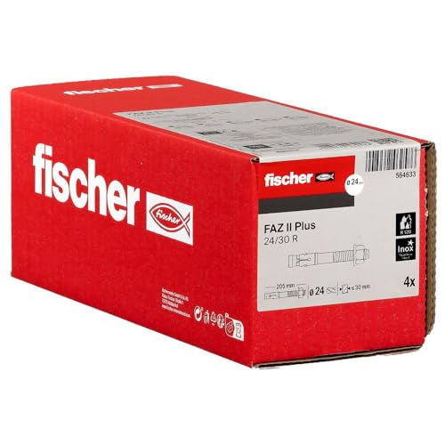 fischer Bolzenanker FAZ II Plus 24/30 R, Schwerlastanker aus Edelstahl mit hoher Tragfähigkeit, Ankerbolzen für Befestigungen schwerer Lasten und Stahlkonstruktionen, Seismik- & ETA-Zulassung fischer Bolzenanker FAZ II Plus 24/30 R, Schwerlastanker aus Edelstahl mit hoher Tragfähigkeit, Ankerbolzen für Befestigungen schwerer Lasten und Stahlkonstruktionen, Seismik- & ETA-Zulassung von fischer