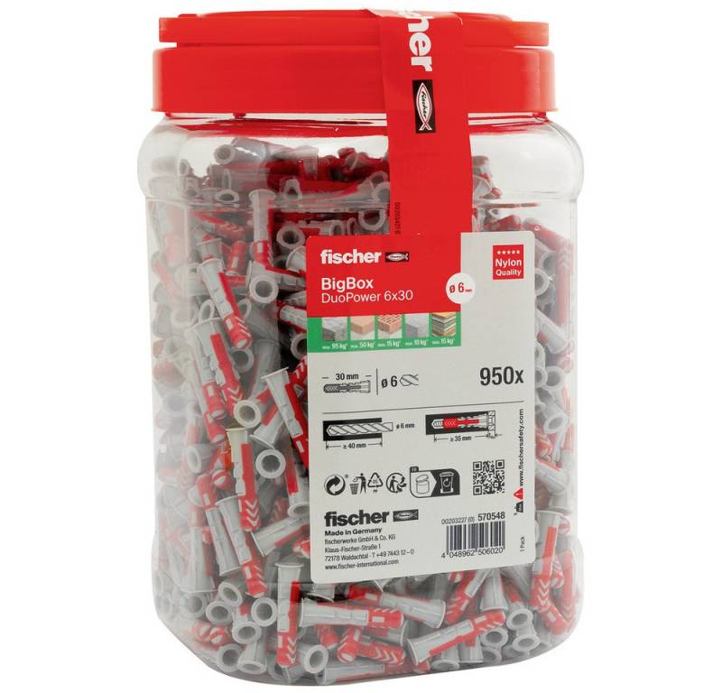 Fischer Dübel-Set Fischer 570548 DuoPower Dübelset 30 mm 6 mm 950 St. Fischer Dübel-Set Fischer 570548 DuoPower Dübelset 30 mm 6 mm 950 St. von Fischer