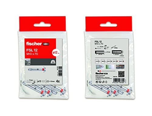 fischer - Dübel aus Metall, Erweiterungsdübel, Betondübel, Wand, Beutel 16 Stück FSL M10x70 von fischer